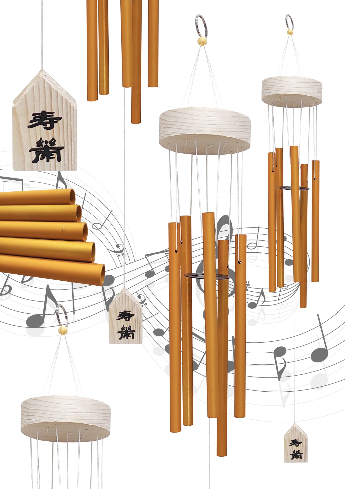 Feng Shui Metal Wind Chime Five 5 Rods Pipes Windchime