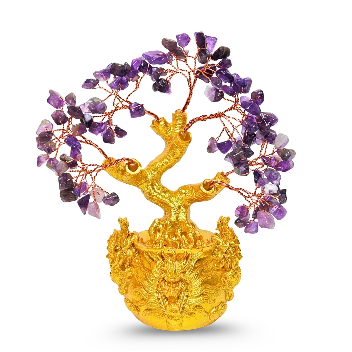 Amethyst Crystal Tree for Love, Peace & Good Sleep Handmade Feng Shui Money Tree for Positive Energy Healing Stone Showpiece for Bedroom, Study Table & Vastu Gift for Her - plusvalueindia