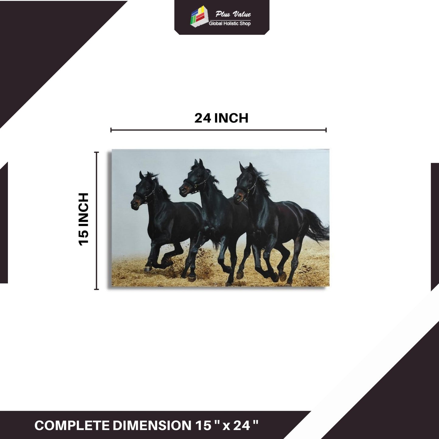 Beautiful-Running-Three-Black-Horses-Left-Side-Canvas-Print