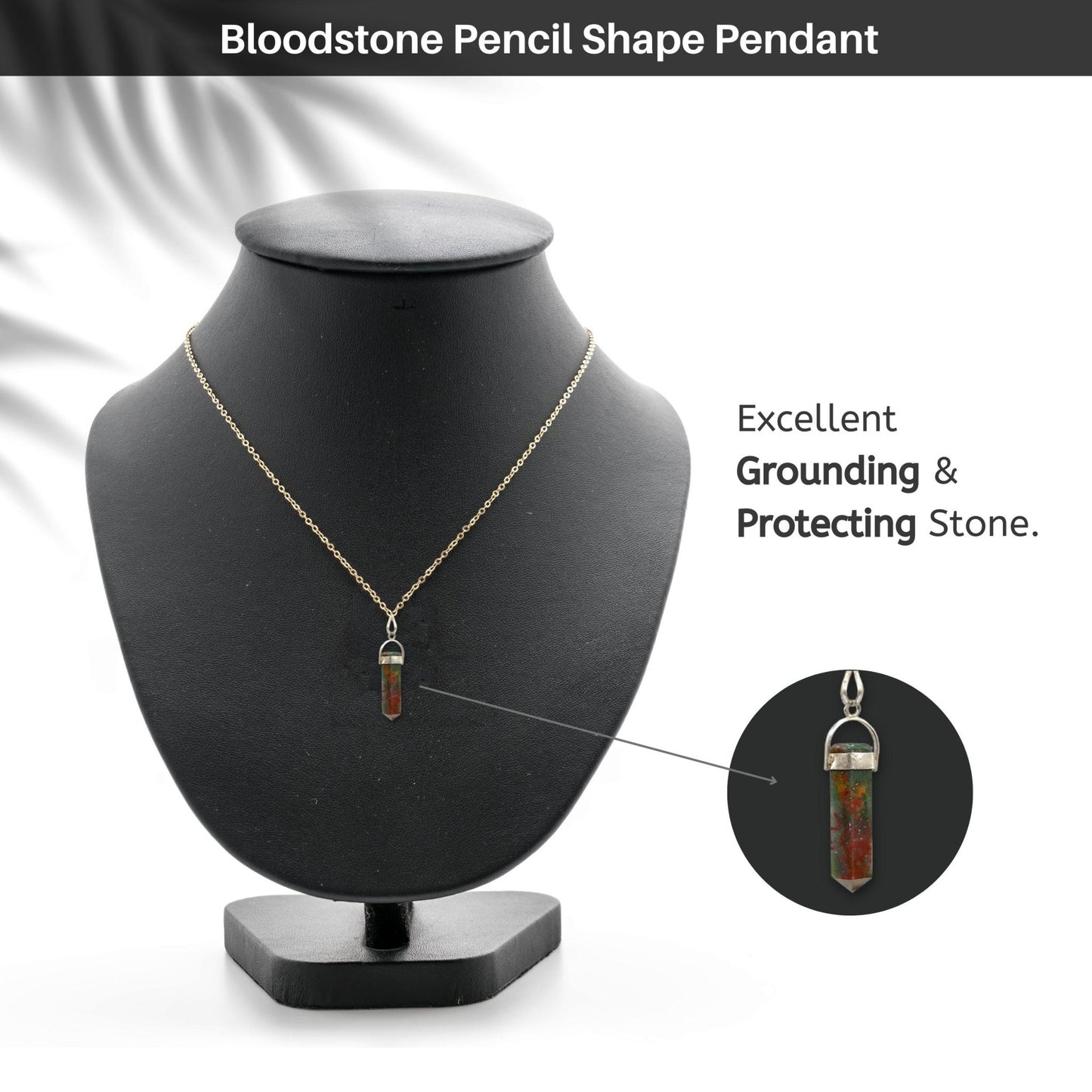 Bloodstone Pencil Shape Pendant - Powerful Healer - plusvalueindia