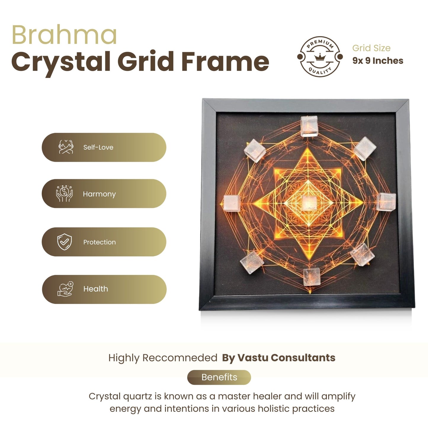 Brahma Crystal Grid For Brahmasthan Centre of Your House, Office - plusvalueindia