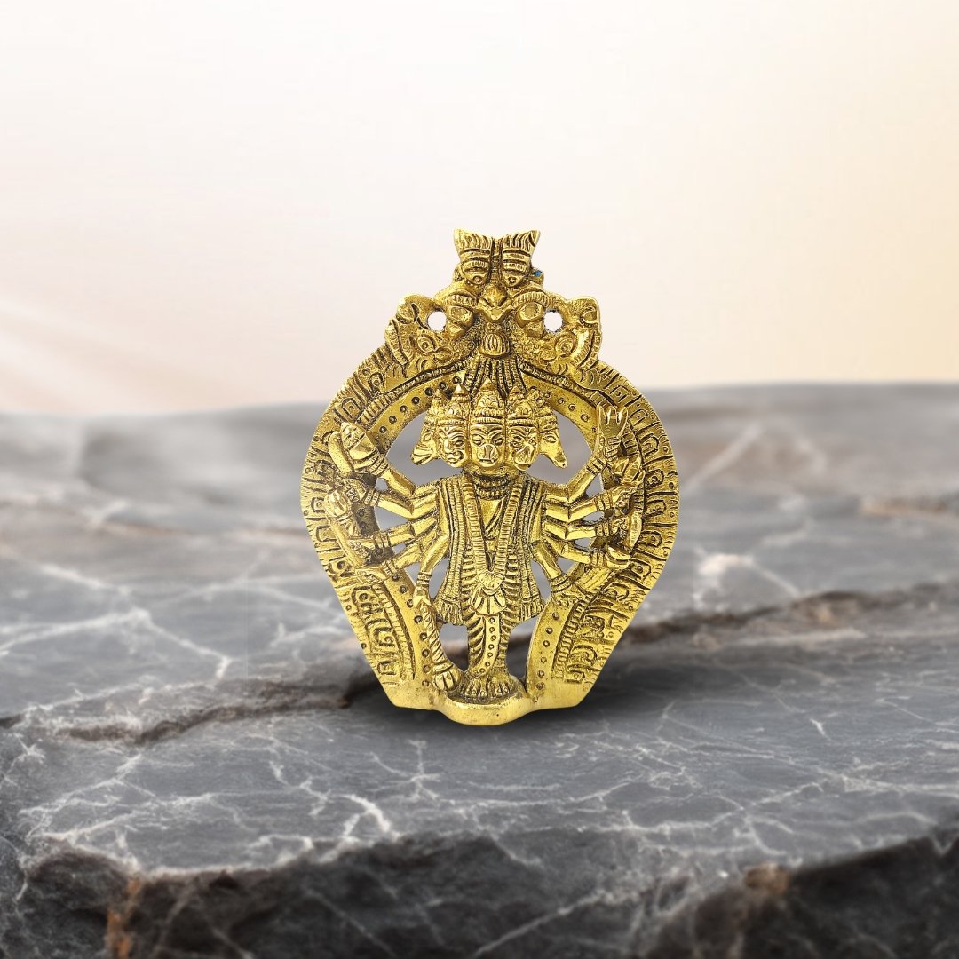 Brass Panchmukhi Hanuman Statue Murti for South, South - West Main Door Protection of Home & Office - plusvalueindia
