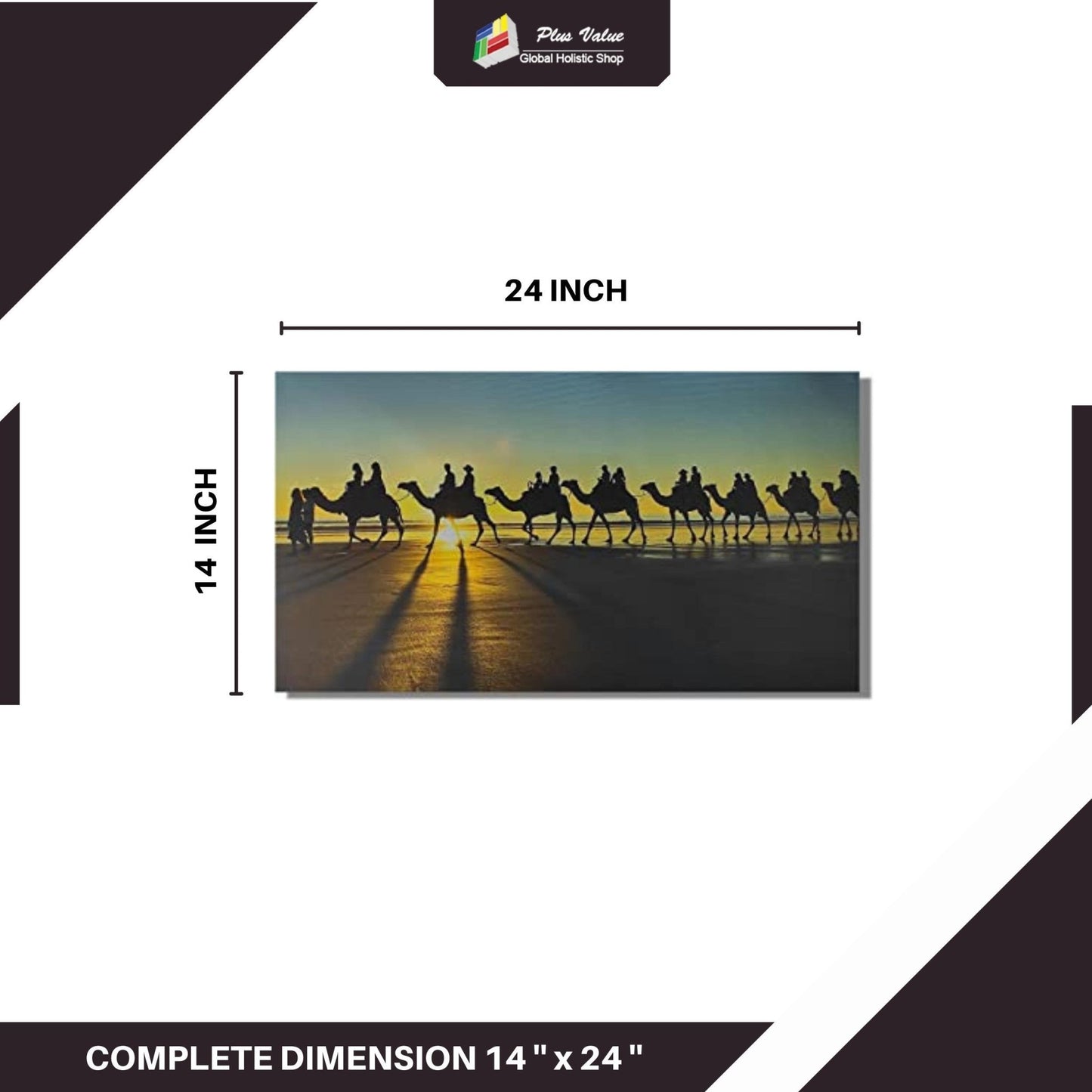 Camel Painting on Canvas – Vastu & Feng Shui Canvas Print for Home, Bedroom, Living Room & Office Decor (24 x 14 inches) - plusvalueindia