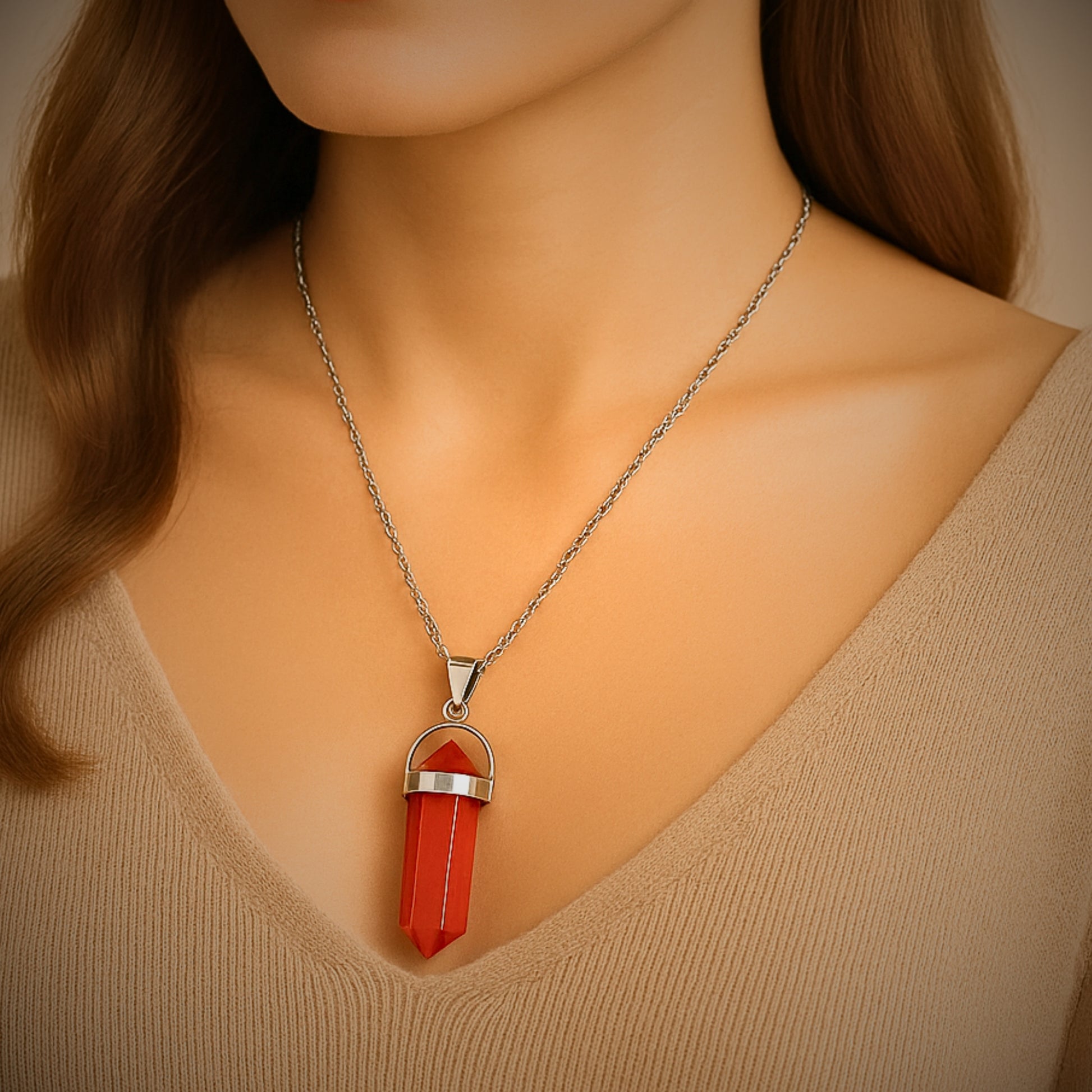 carnelian pencil shape pendant