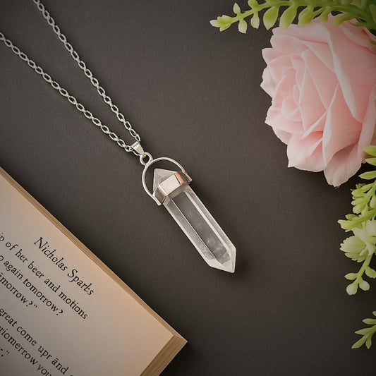 crystal quartz pencil shape pendant