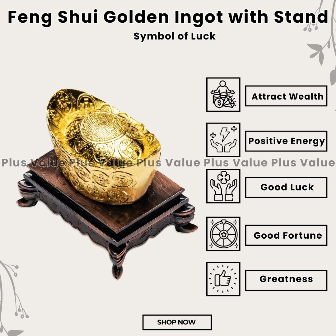 Feng Shui Golden Ingot with Stand
