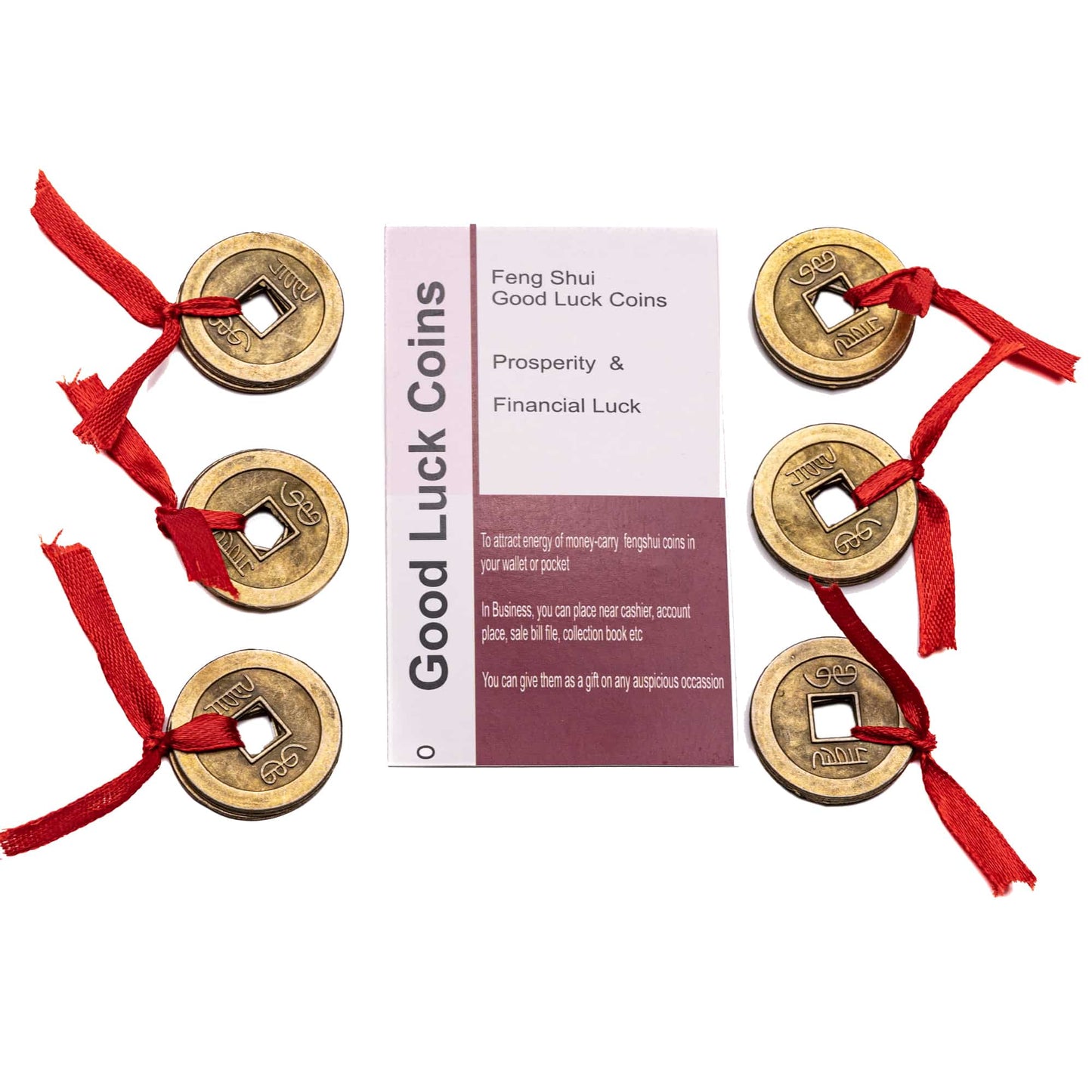 Feng Shui Good Luck Coins Brass 6 Set