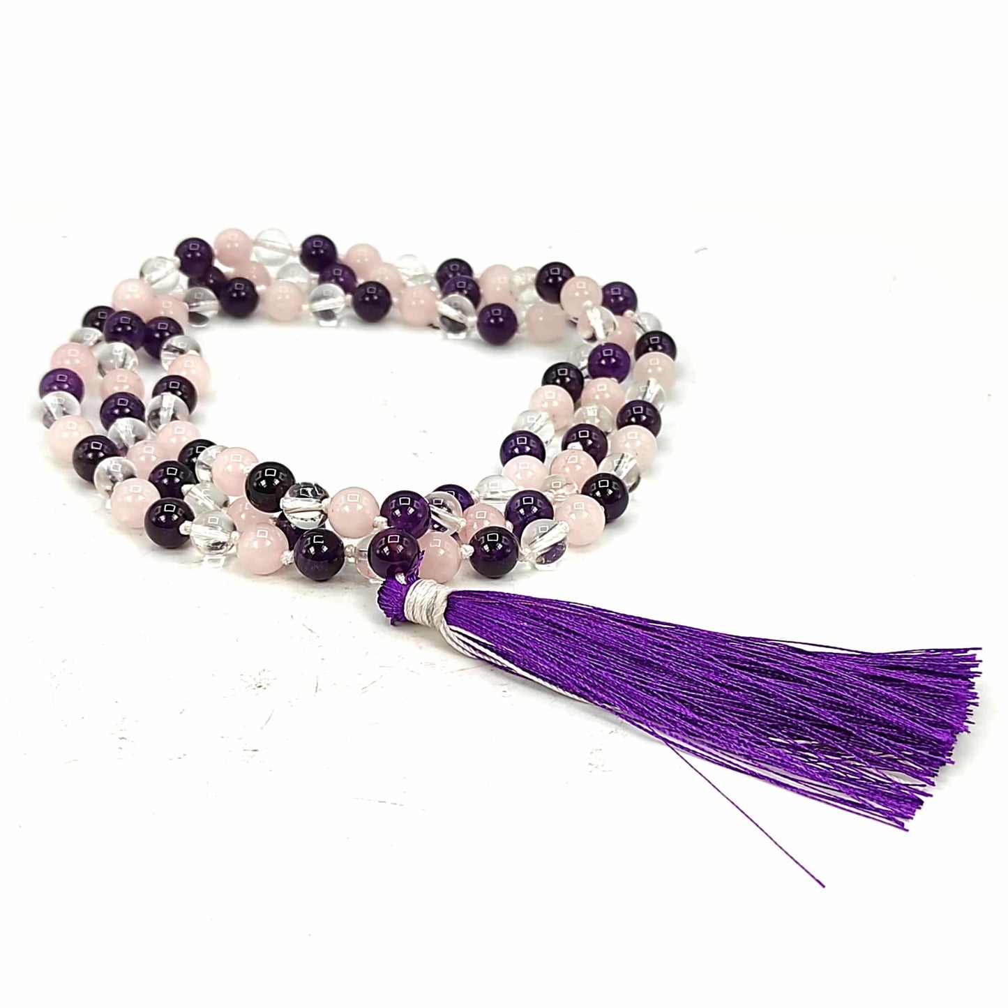 Mind body Soul Necklace Japa Mala 108 Beads – Vastu Fengshui Reiki Healing Crystals – Beads Size 8mm