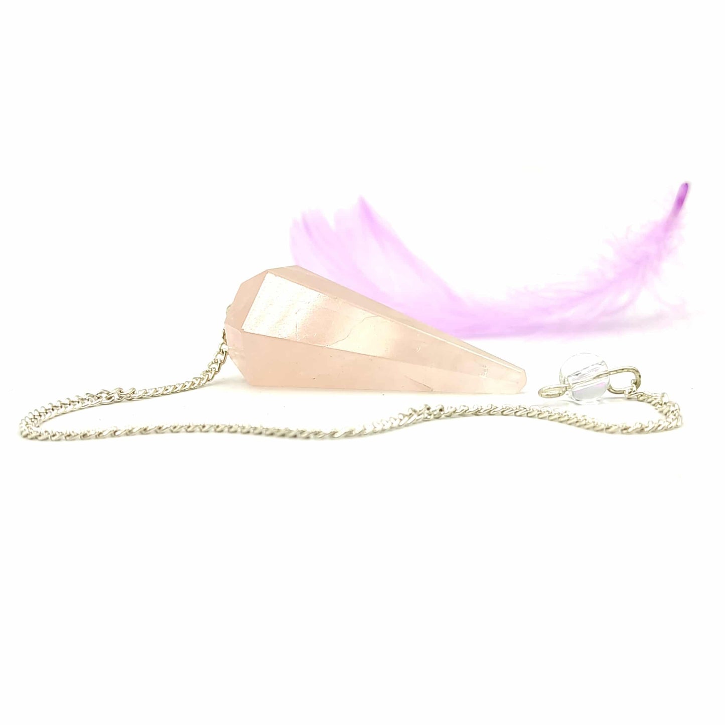 rose quartz v shape dowsing pednulum