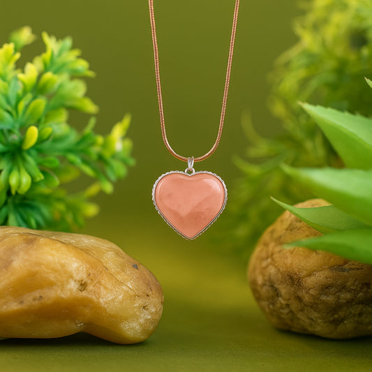 Natural Pink Rose Quartz Heart Shape Pendant for Love, Romance & Marriage Luck