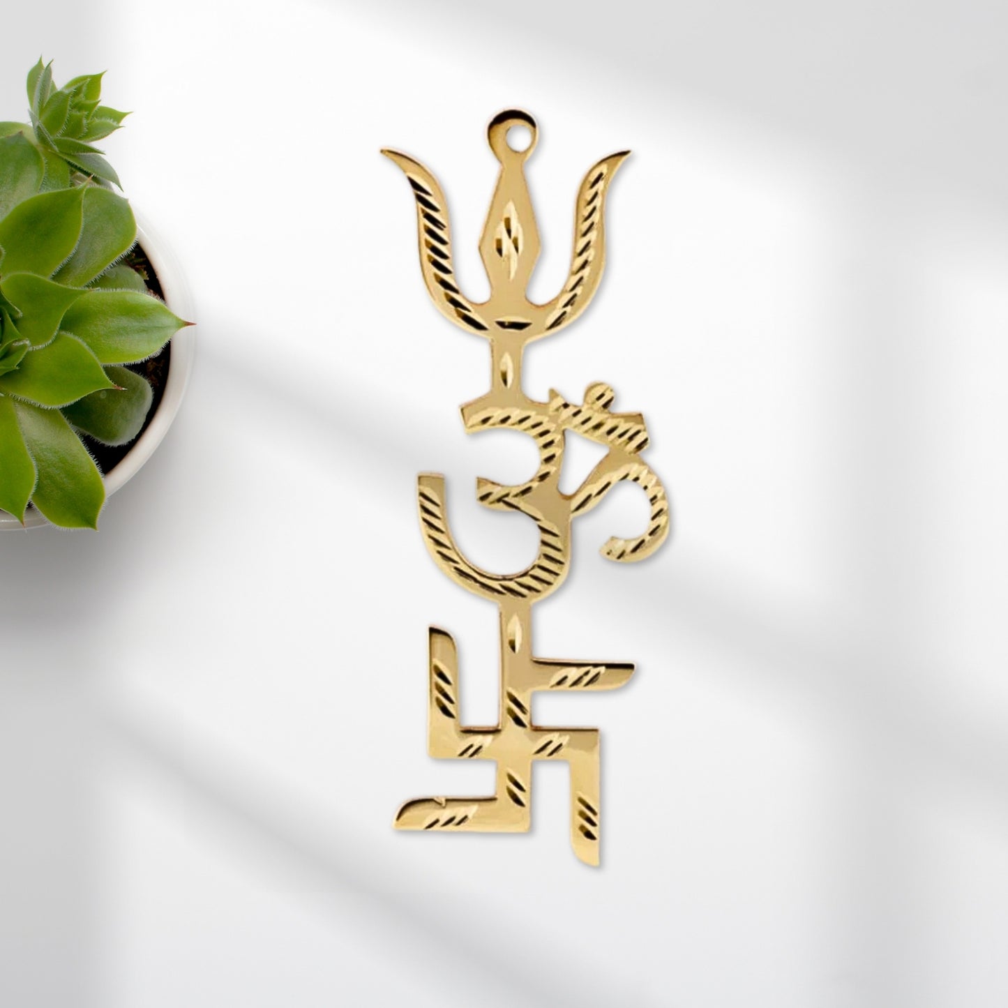 Om Swastik Trishul Trishakti Yantra – Protection and Positivity for Your Home & Office Entrance - plusvalueindia