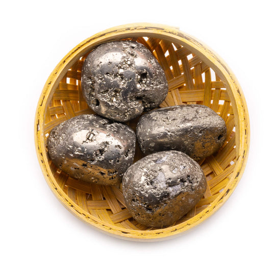 Peru Pyrite Tumble Pebble Stone Crystal 200gm Basket