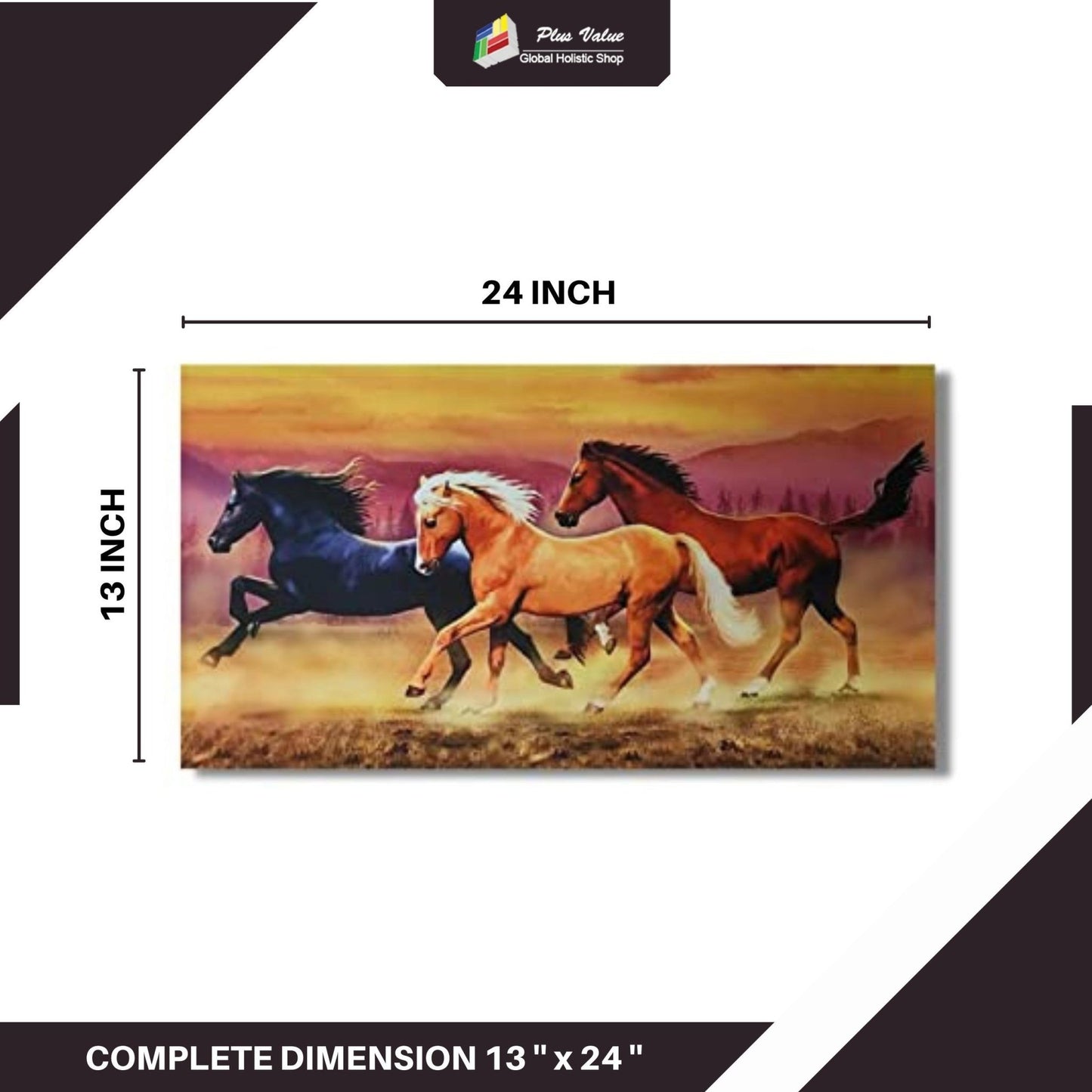 Running Horses - Vastu & Feng Shui Canvas Print, Paintings For Home Living Room & Bedroom Decor - plusvalueindia