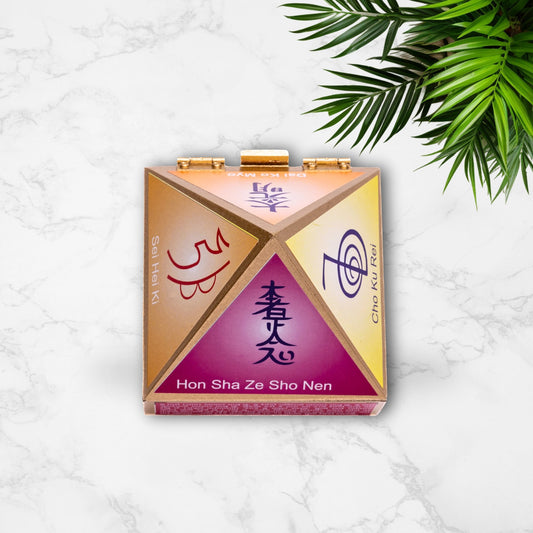 Reiki-Symbol-Wooden-Wish-Box-Cash-Box-Pyrami-4-Inches