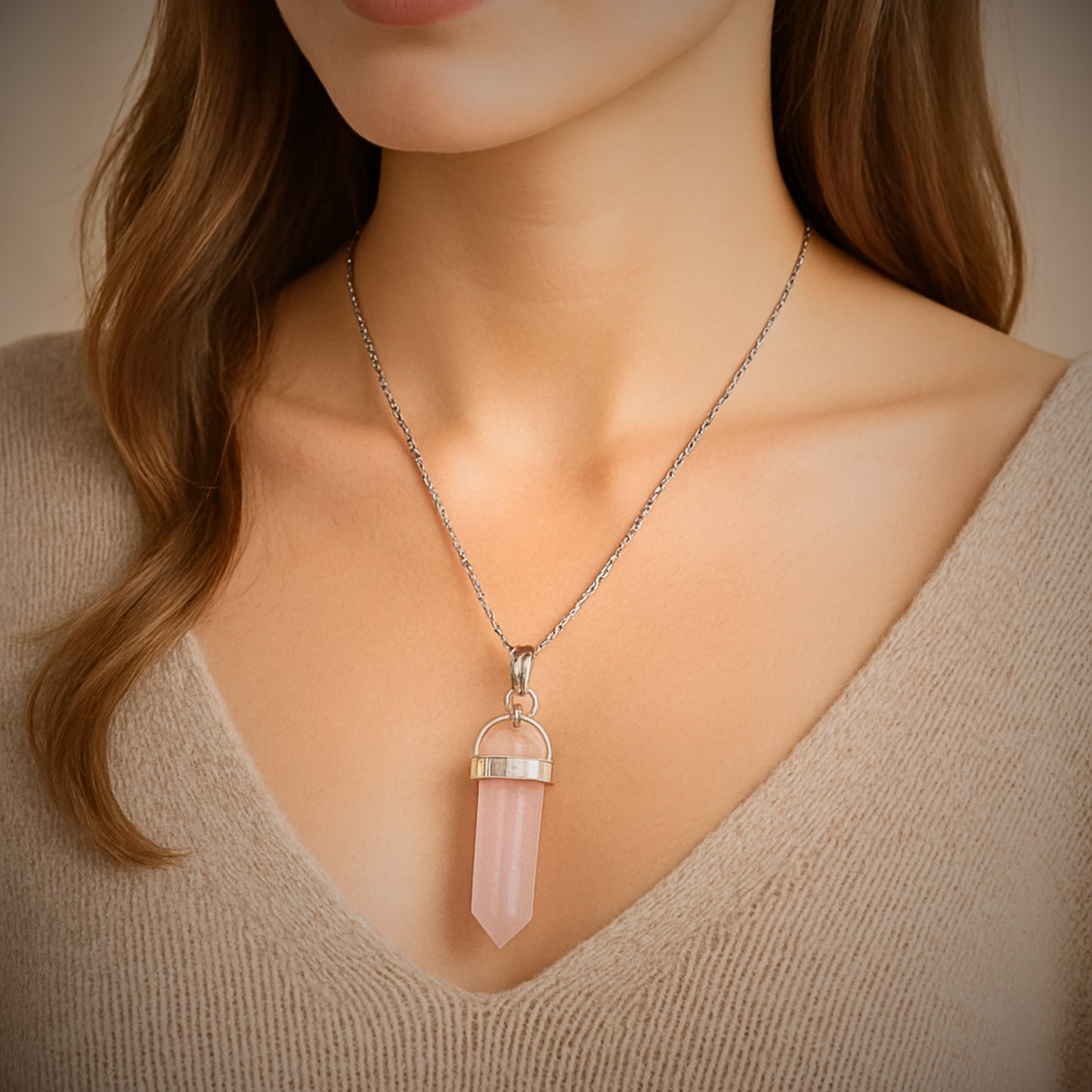 Rose Quartz Pencil Pendant