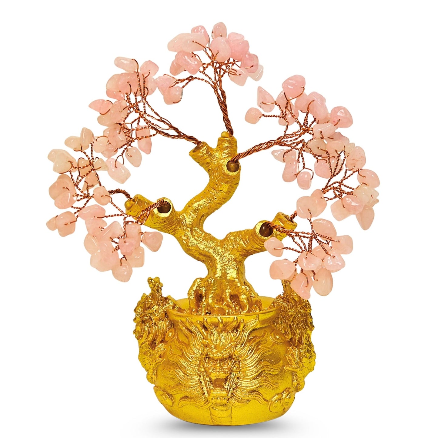 Rose Quartz Crystal Tree for Love & Self - Love Handmade Feng Shui for Peaceful Home Healing Crystal Money Tree Showpiece for Bedroom, Study Table & Vastu Gift - plusvalueindia