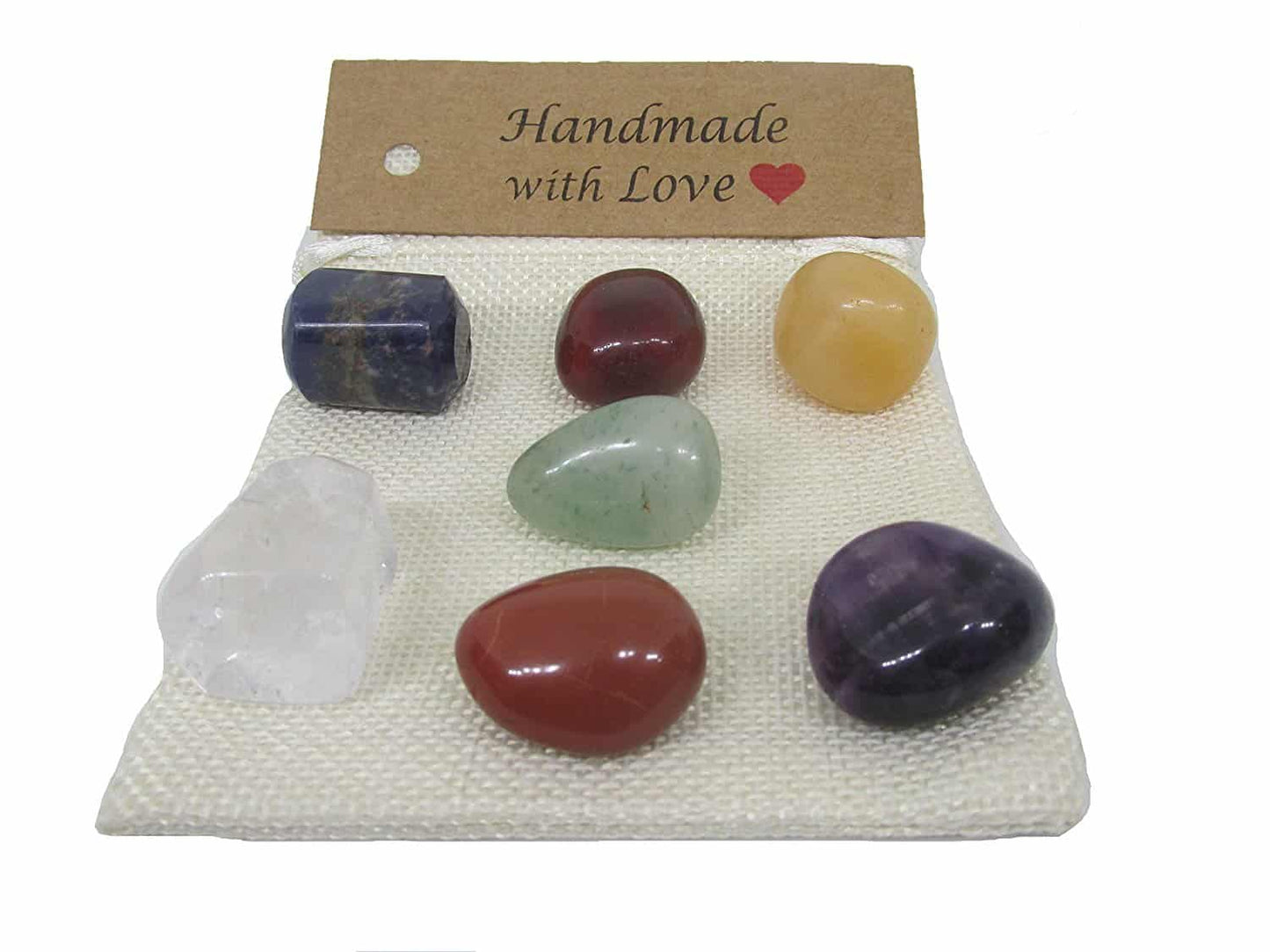Set of 7 Seven Chakra Crystal Stones Bag - Reiki Healing Crystal