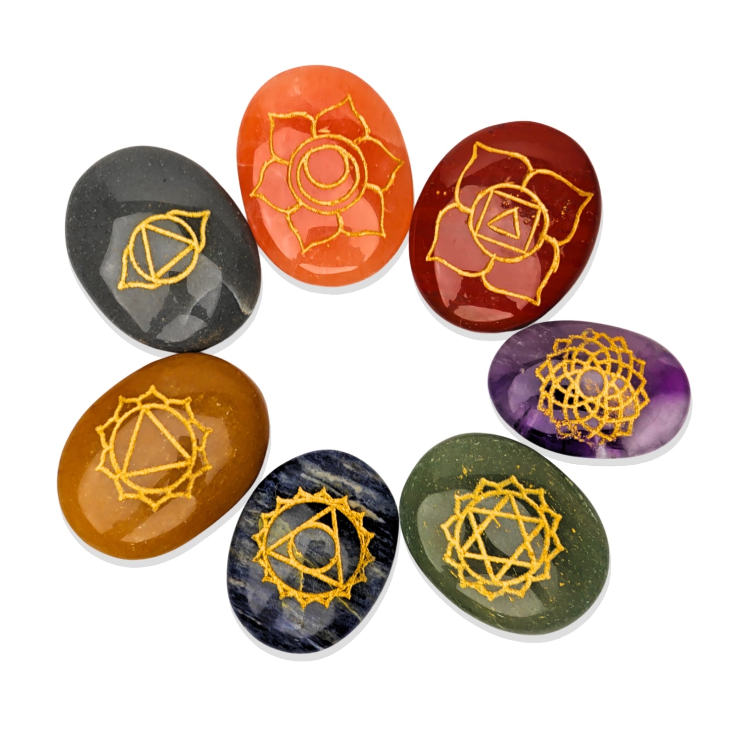 Seven Chakra Reiki Symbol Healing Stone