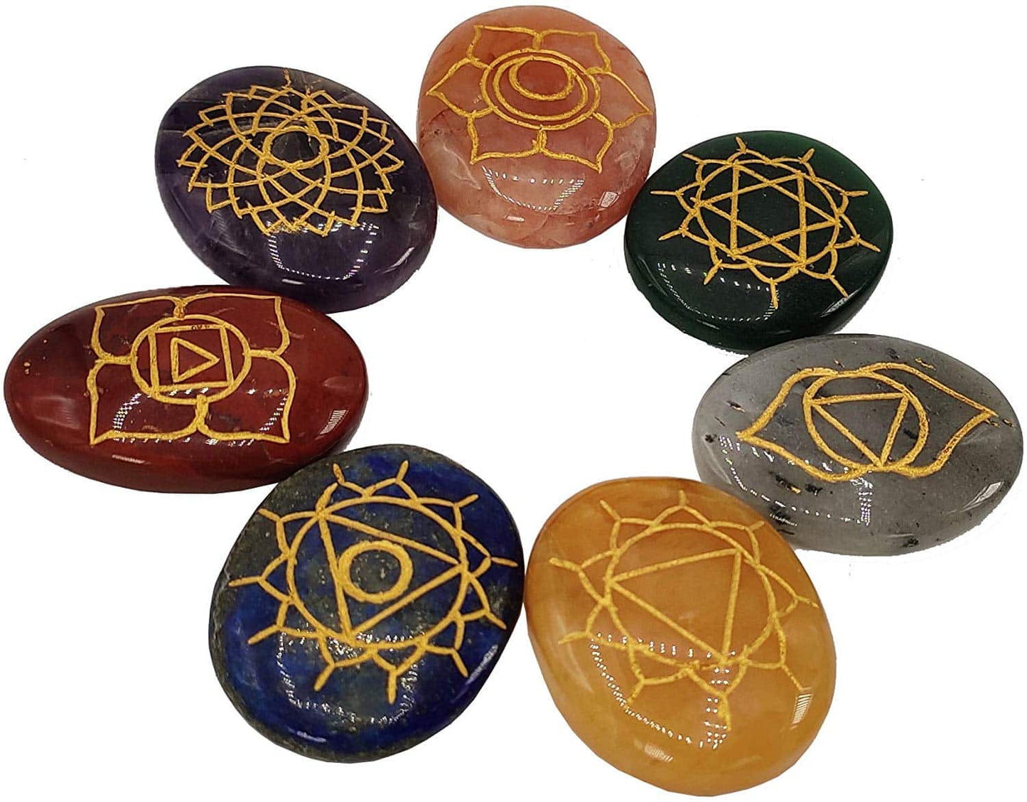 Seven Chakra Reiki Symbol Healing Stone