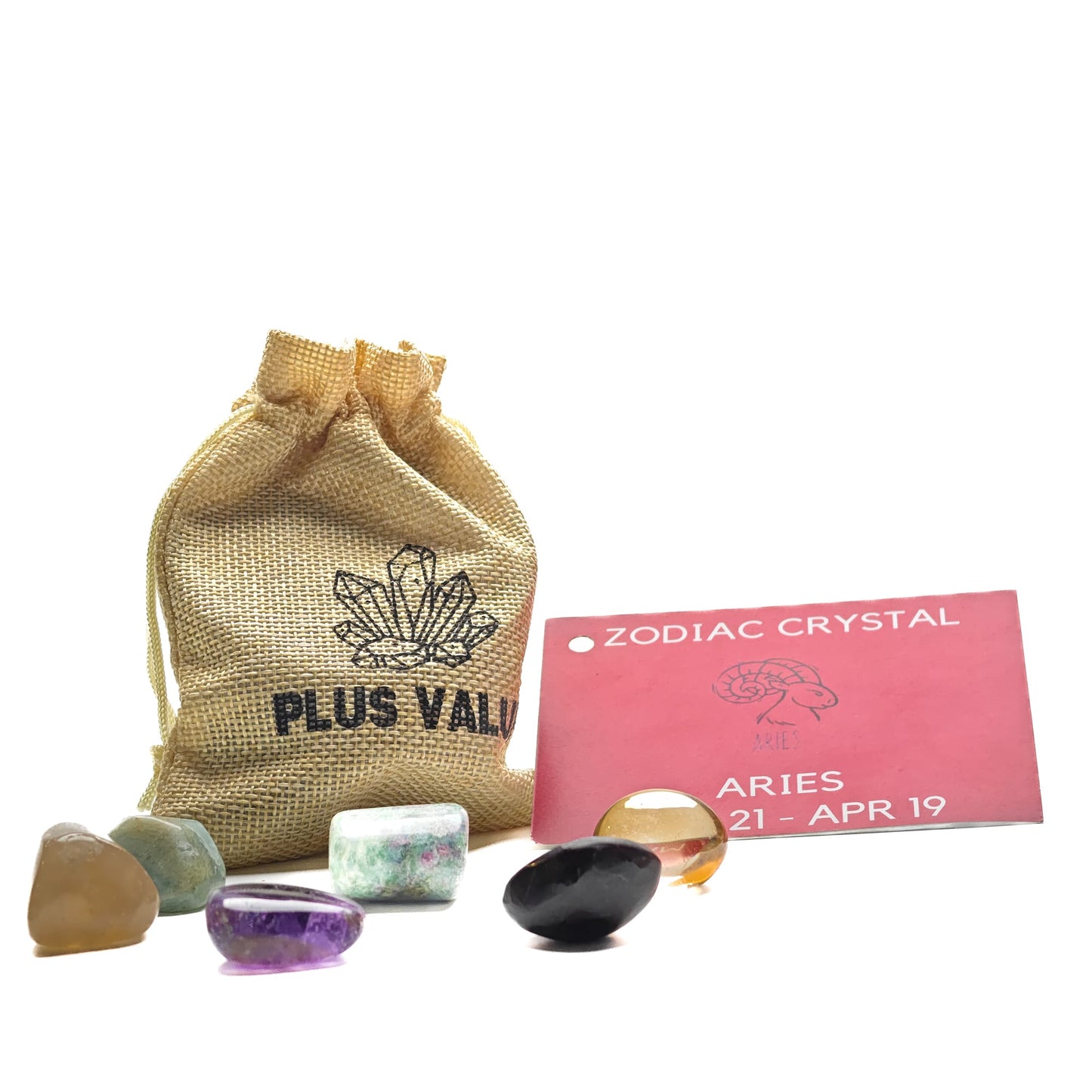 Zodiac Crystal Bag For Aries Sign Healing Reiki