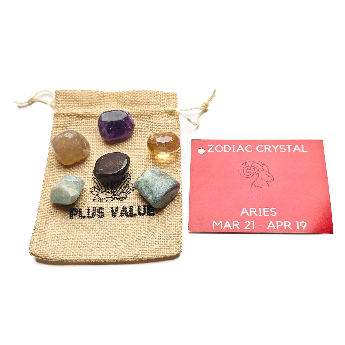 Zodiac Crystal Bag For Aries Sign Reiki