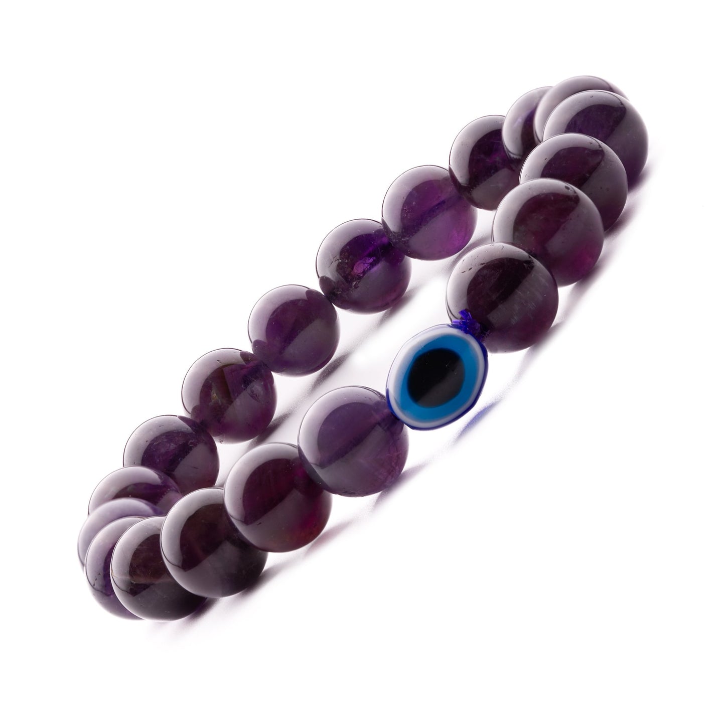 amethyst evil eye bracelet 10mm