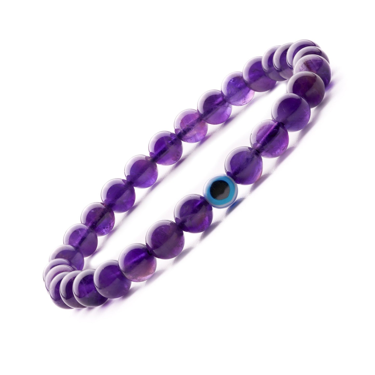 amethyst evil eye bracelet 6mm