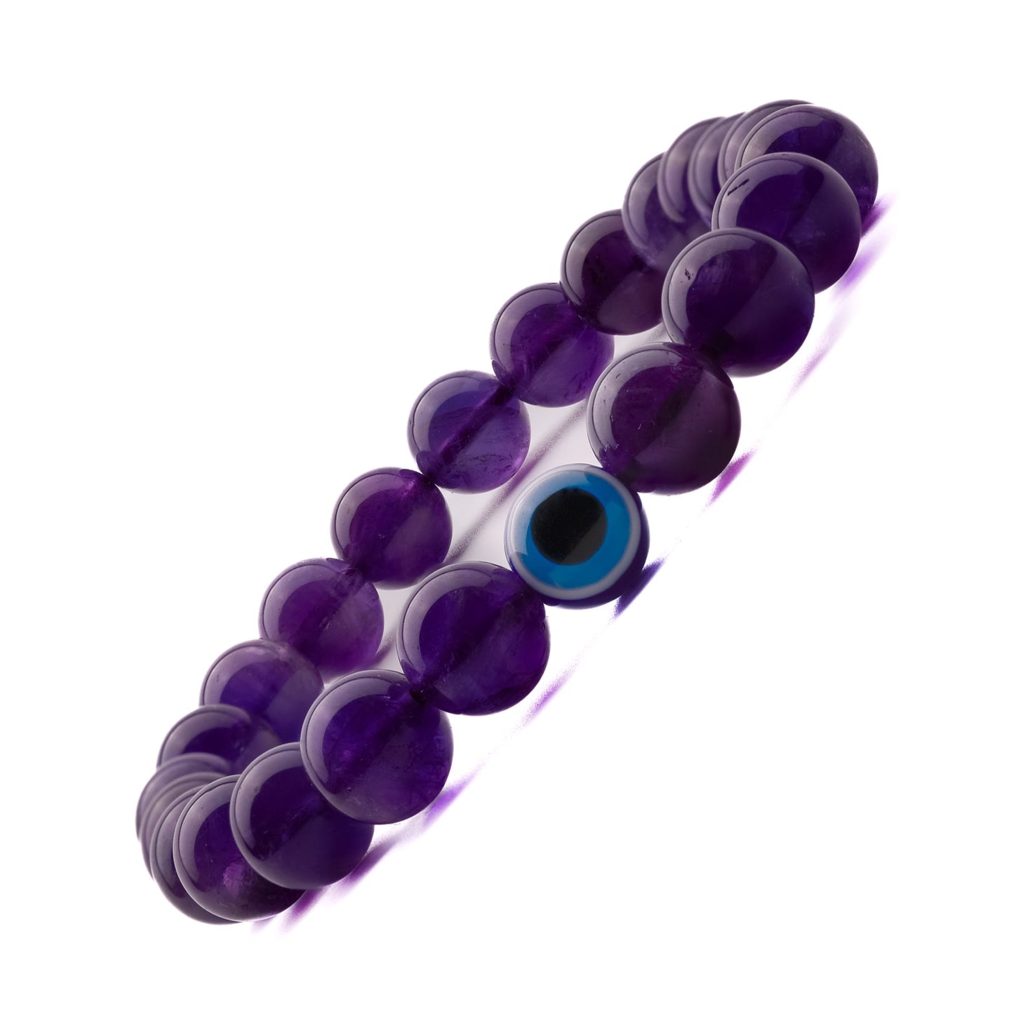 amethyst evil eye bracelet 8mm