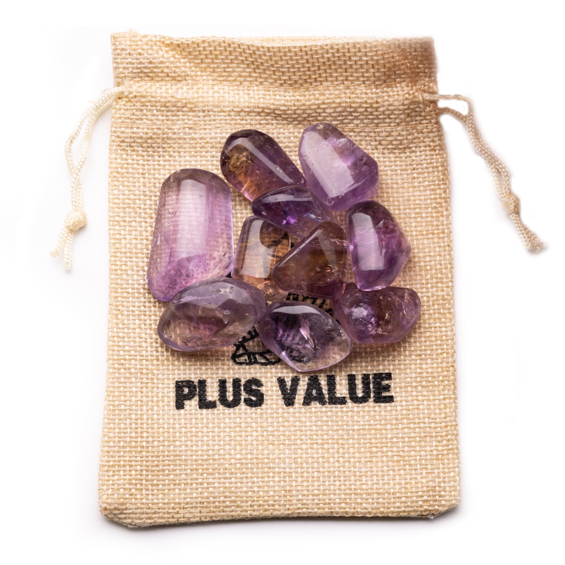 ametrine tumble pebble stone 100gm jute bag