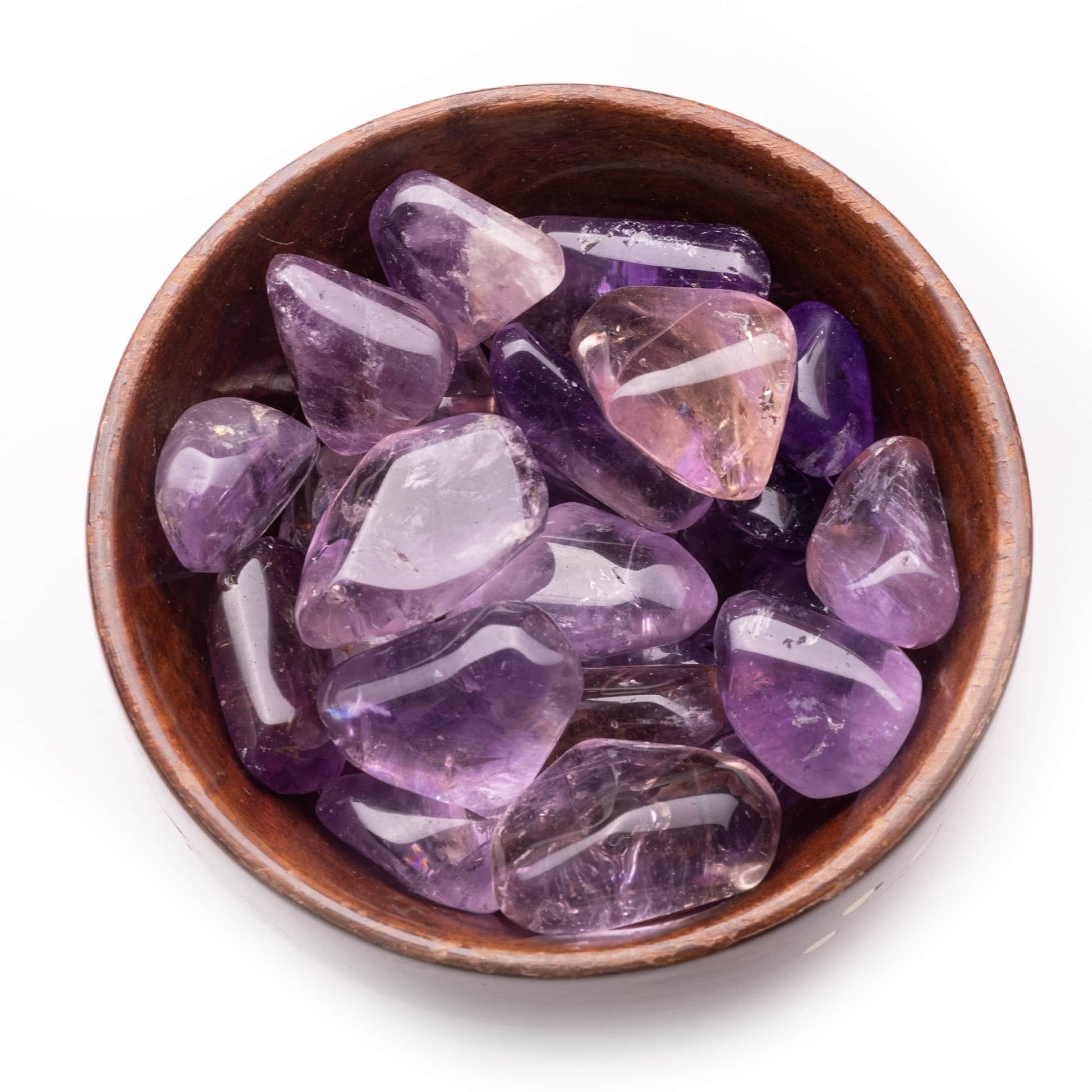 ametrine tumble pebble stone 300gm wooden bowl