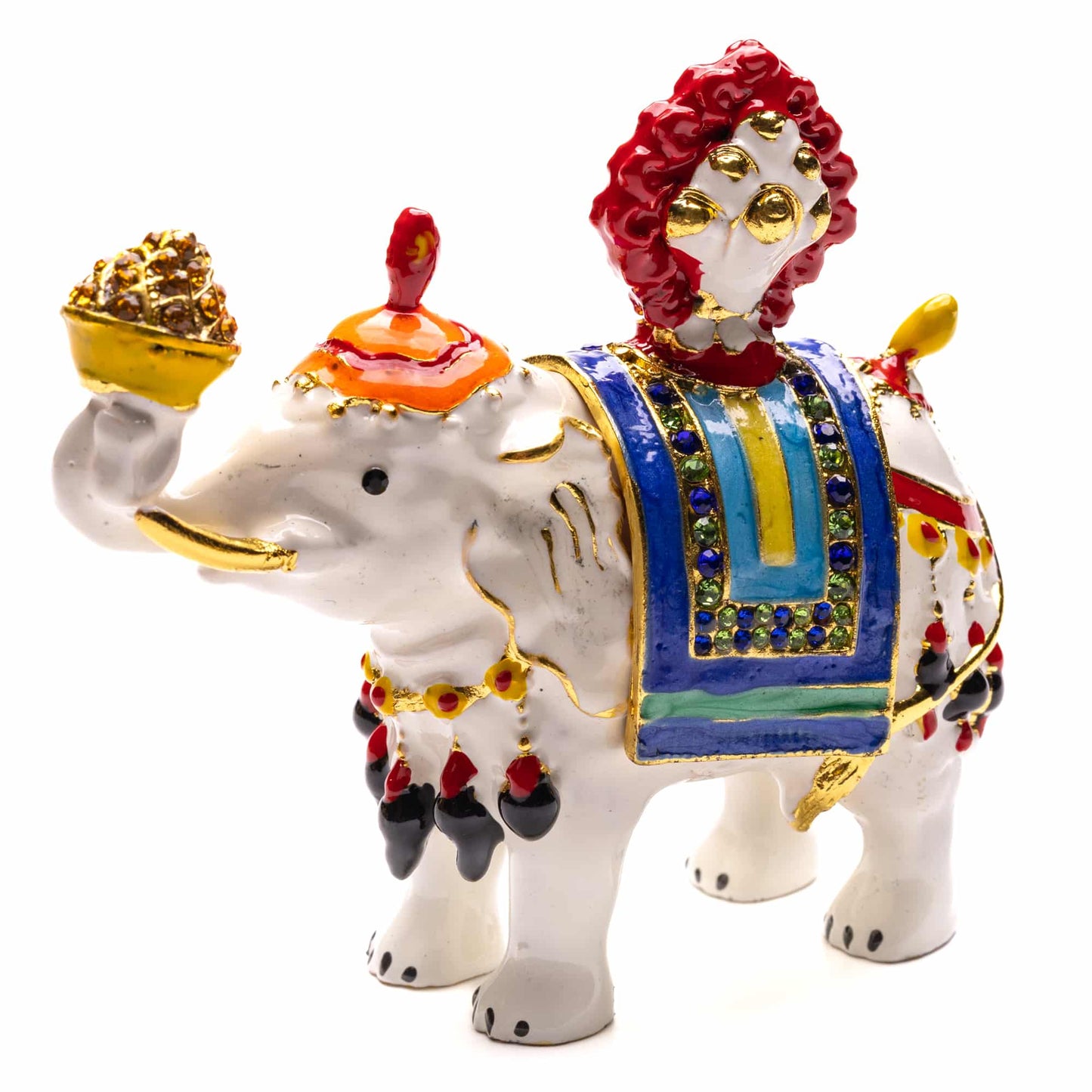 Feng Shui Bejeweled White Elephant Carrying Flaming Jewel - plusvalueindia