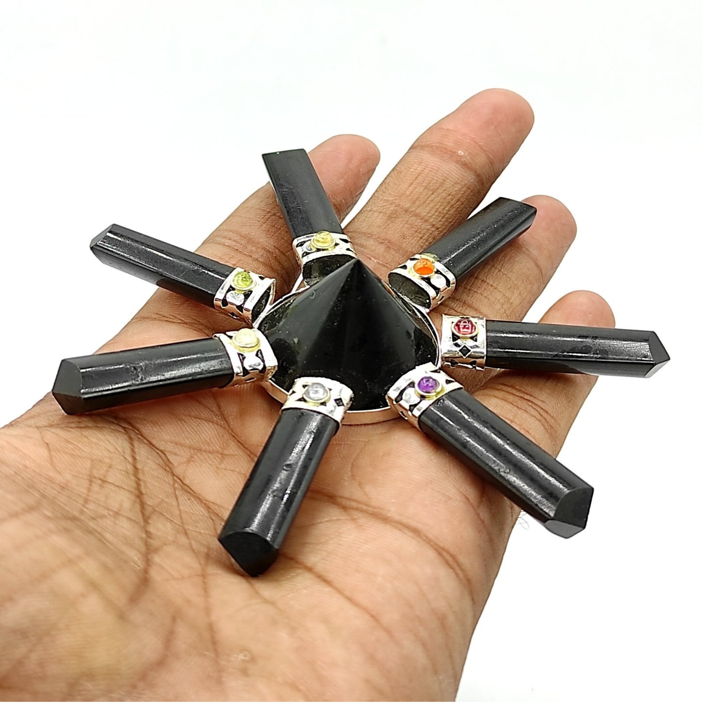 black agate pyramid energy generator reiki healing vastu