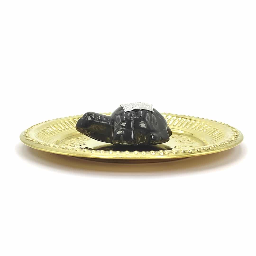 black agate tortoie with brass plate vastu fengshui product