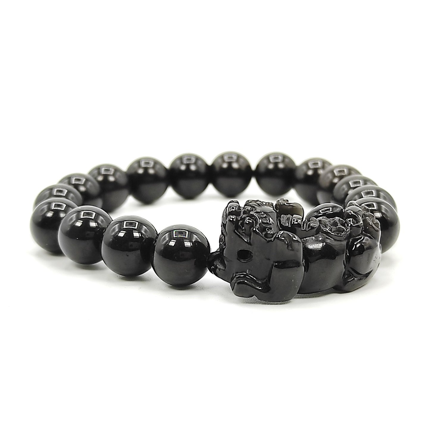 black obsidian pi yao wealth bracelet reiki healing