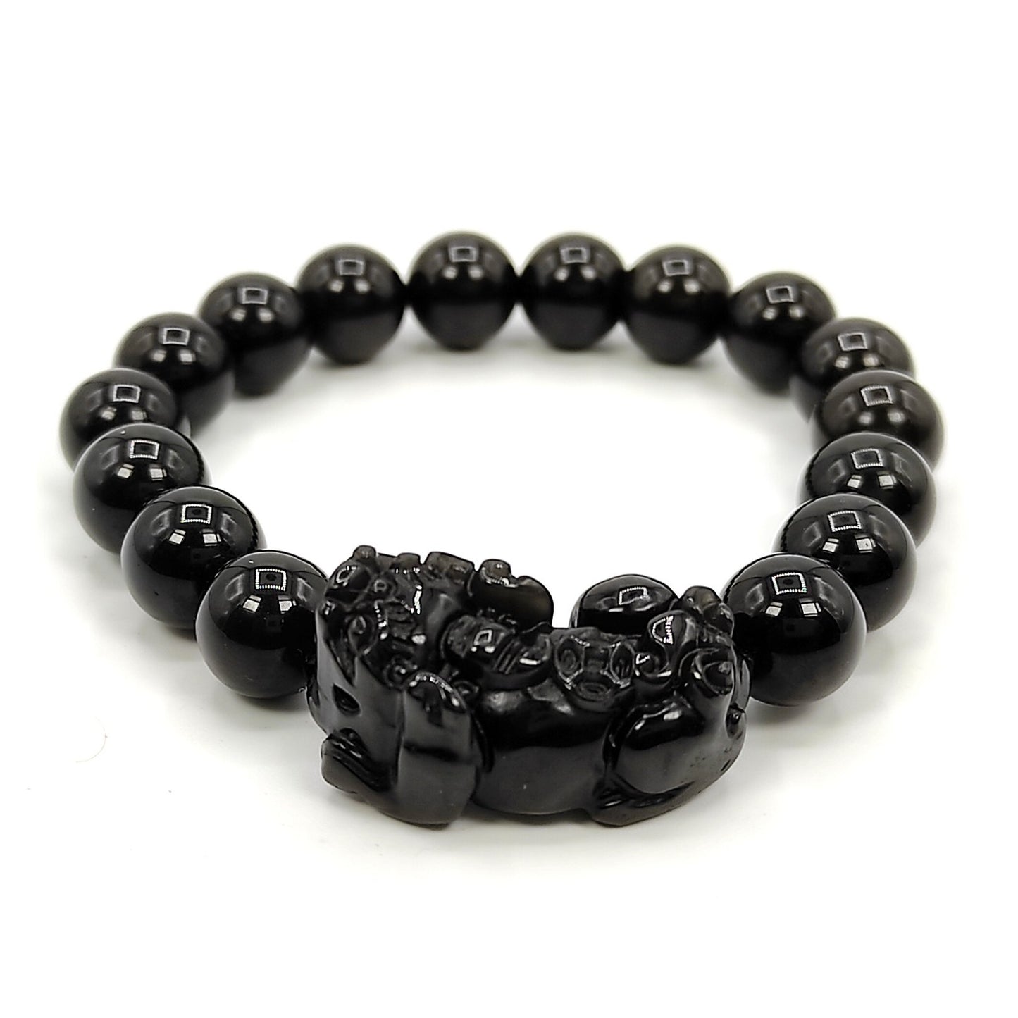 black obsidian pi yao wealth bracelet
