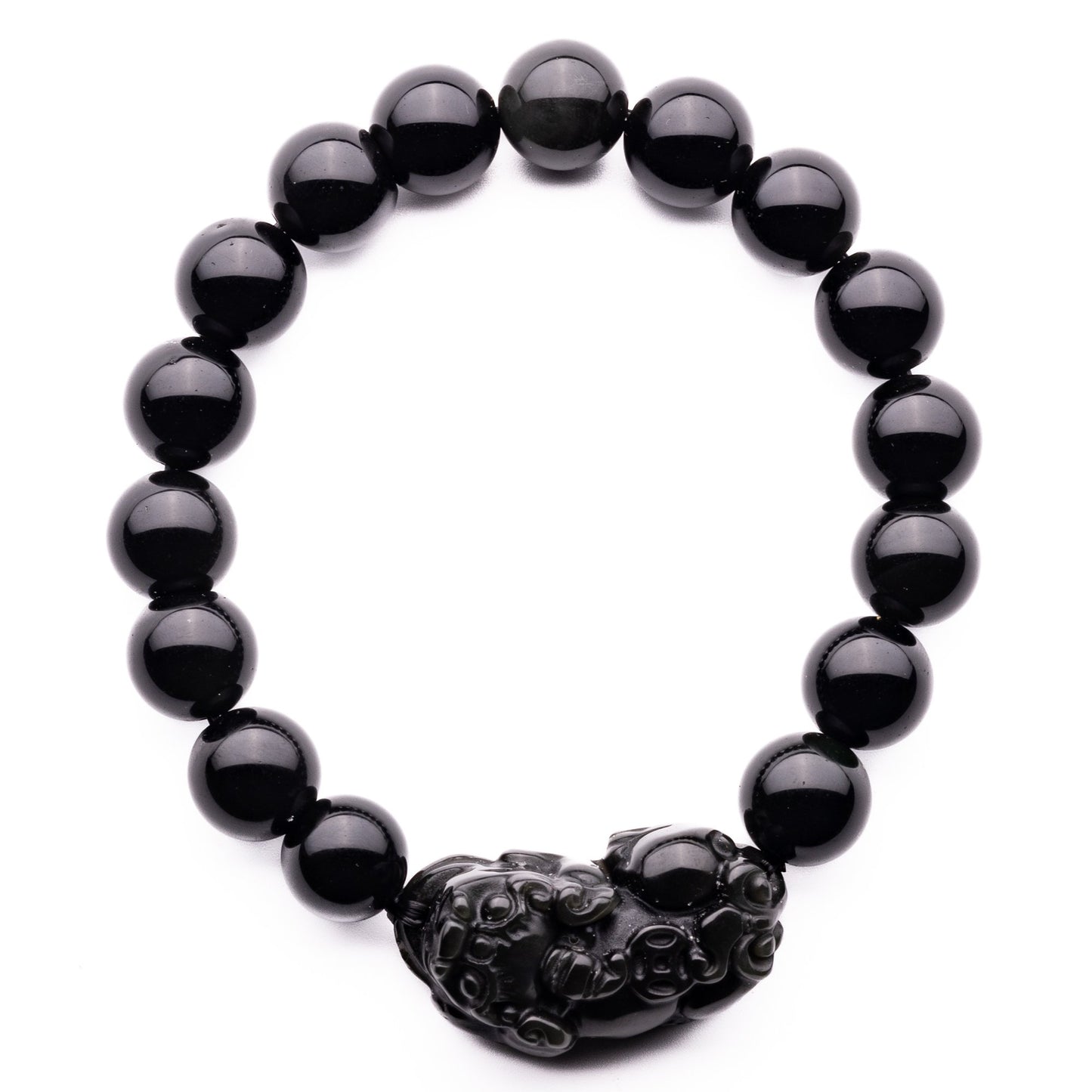 black obsidian single pi yao bracelet reiki