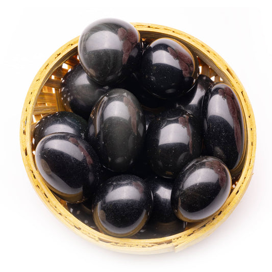 black rainbow obsidian tumble pebble stone 200gm basket
