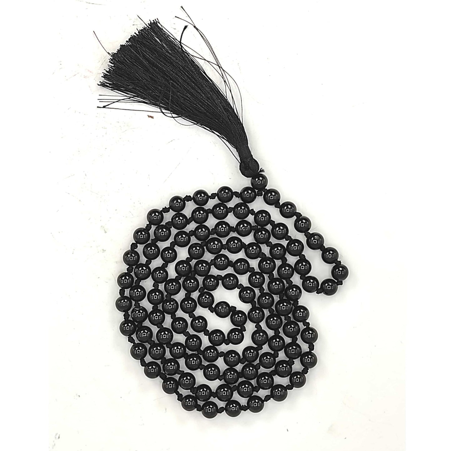 black tourmaline natural stone japa mala necklace