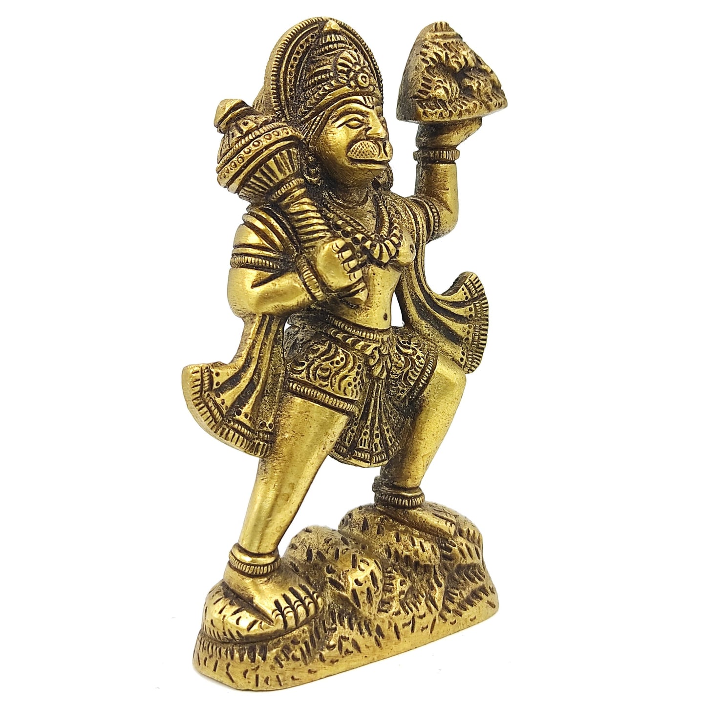 blessing brass hanuman with mountain murti
