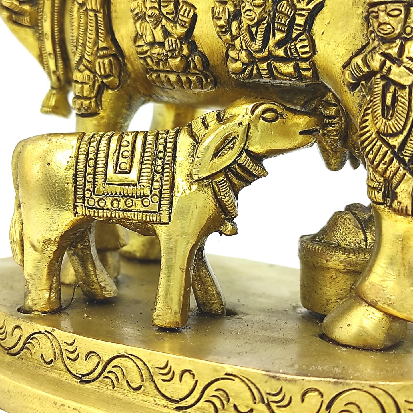 brass metal brahmand kamdhenu cow