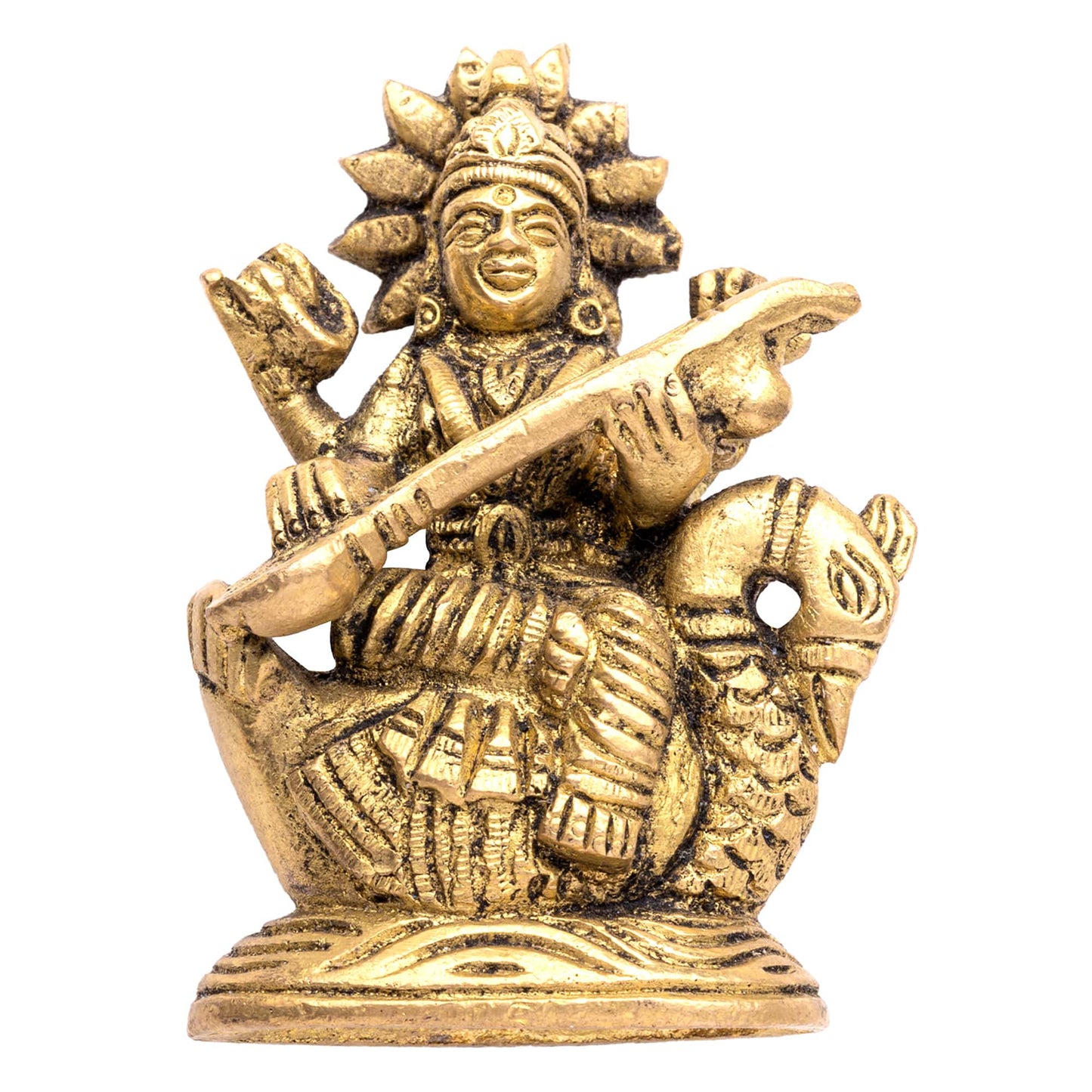 brass goddess saraswati 3.5inch