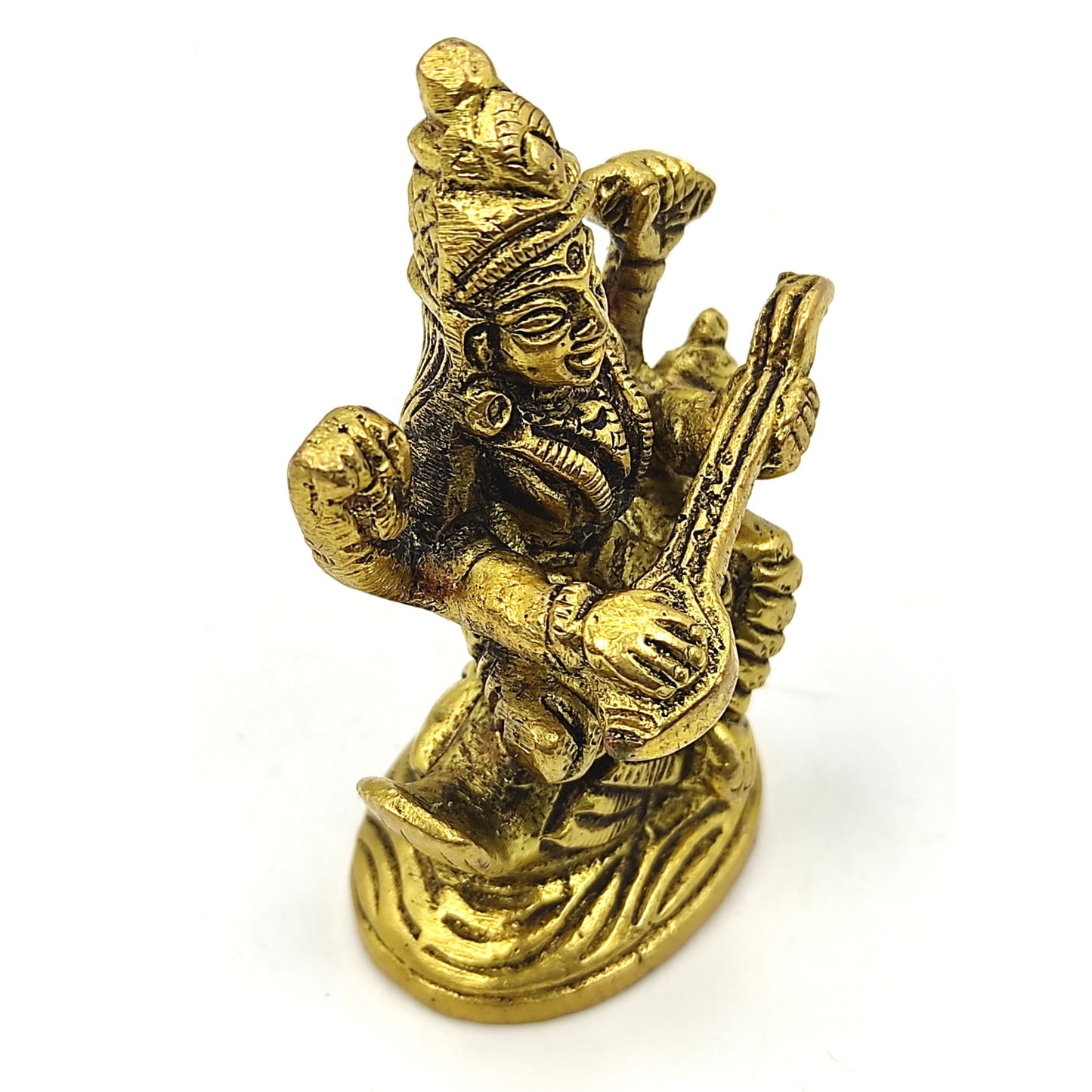 brass goddess saraswati idol statue