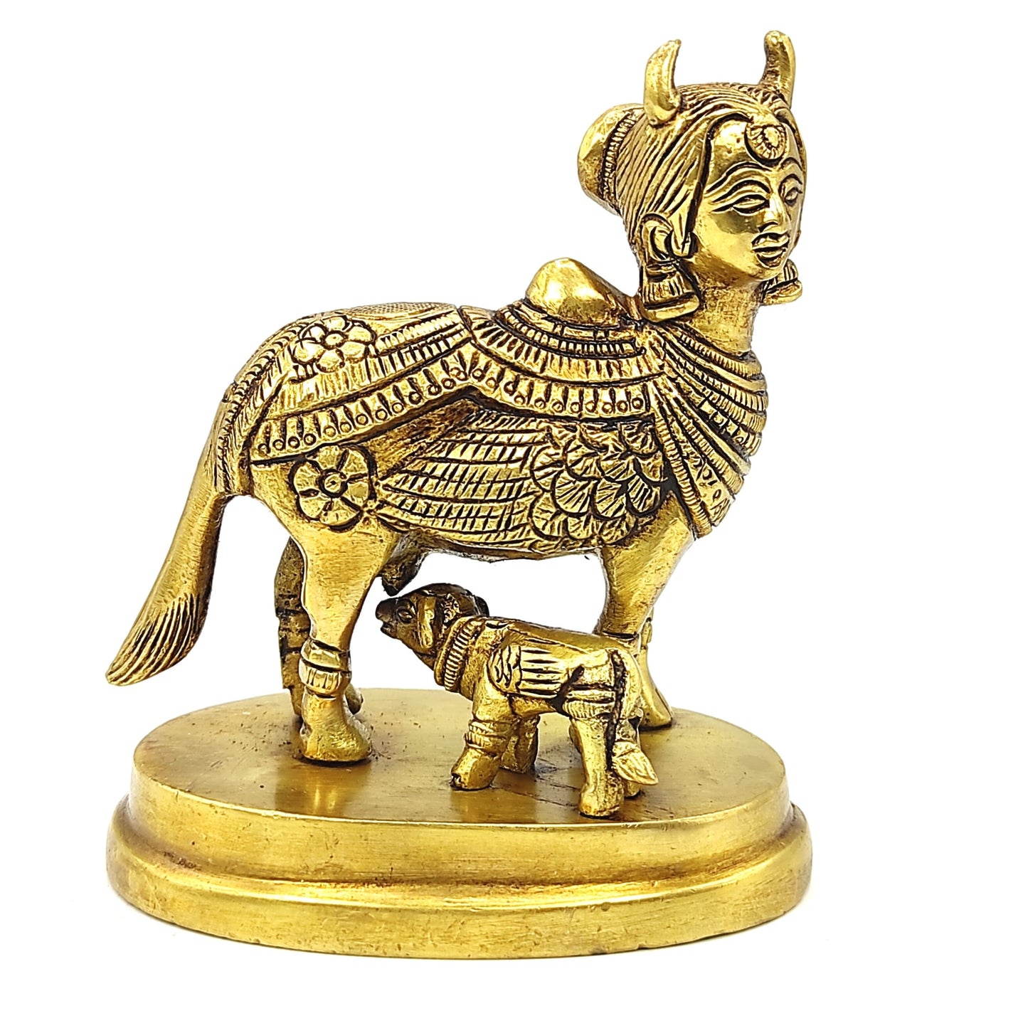 brass metal kamdhenu cow idol murti
