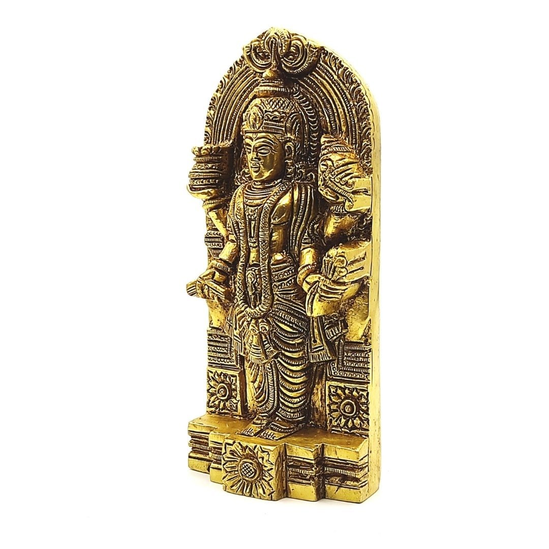 Brass Lord Dhanvantari Statue Wall Hanging for Vastu Remedies for Home (5.5 Inches) - plusvalueindia