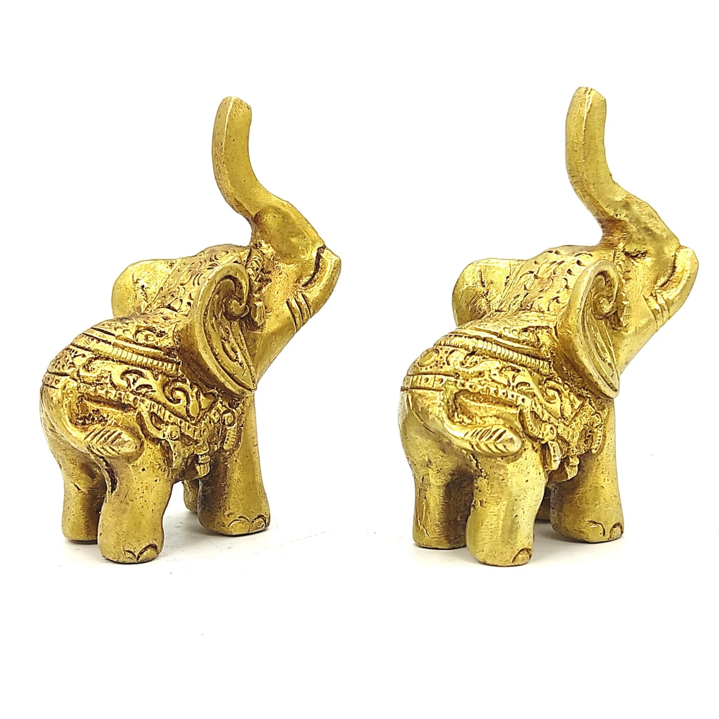 brass metal elephant pair vastu idol murti