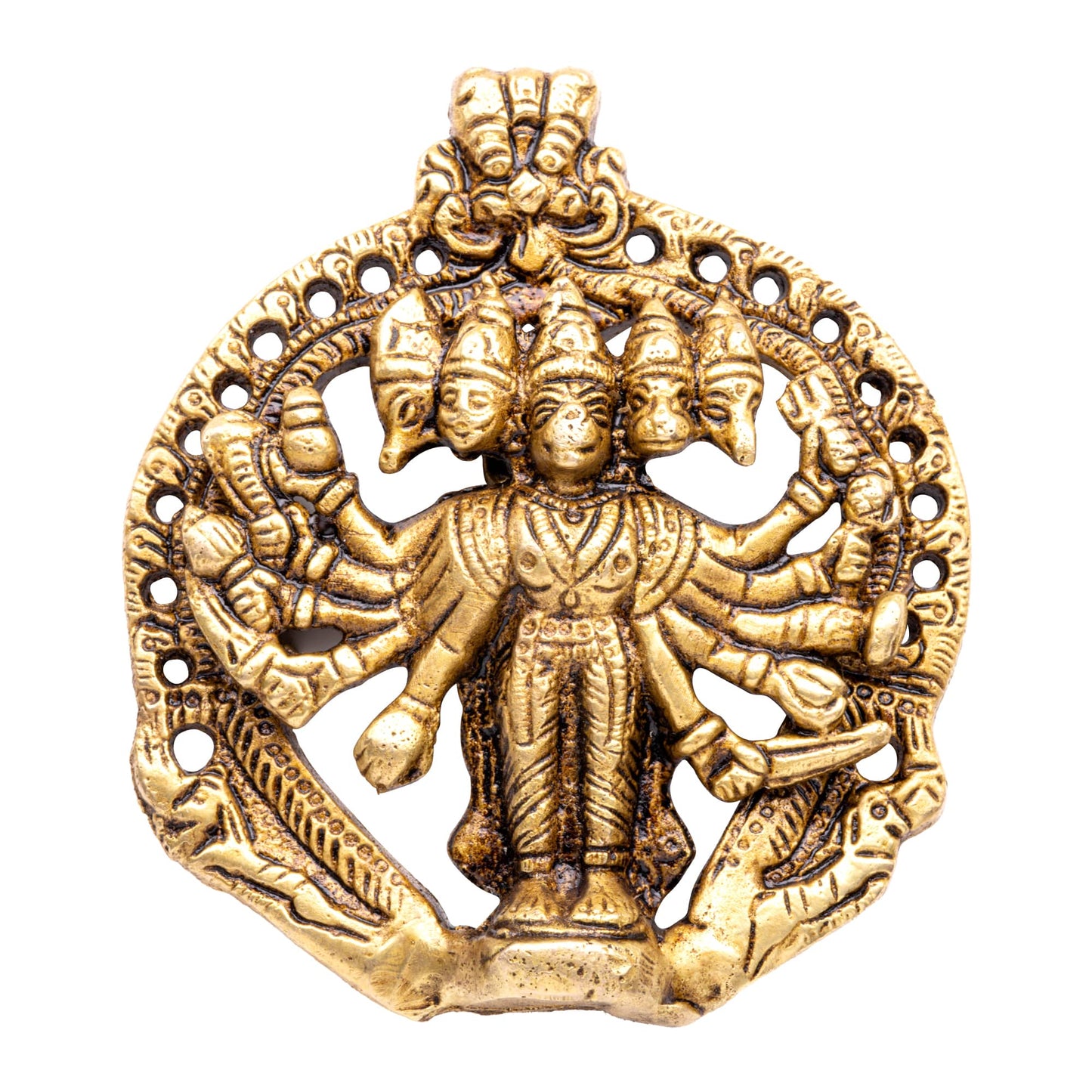 Brass Panchmukhi Hanuman Statue Murti for South, South - West Main Door Protection of Home & Office - plusvalueindia