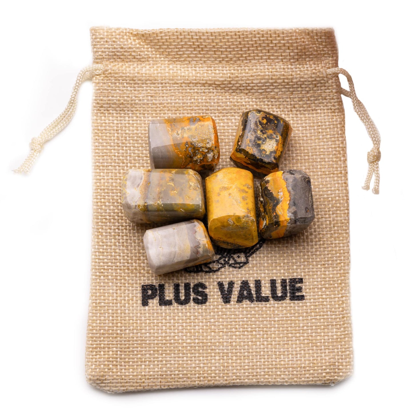 bumble bee jasper tumble pebble stone 100gm jute bag