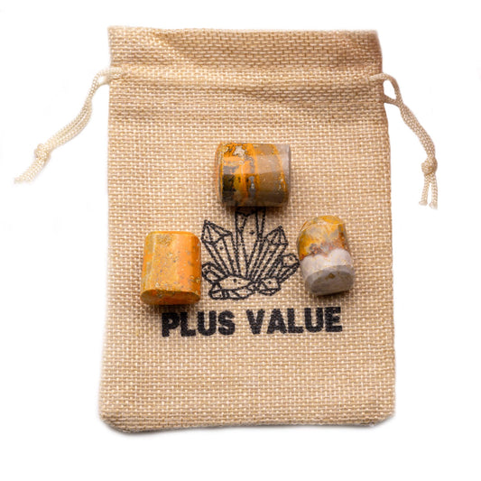 bumble bee jasper tumble pebble stone 50gm jute bag