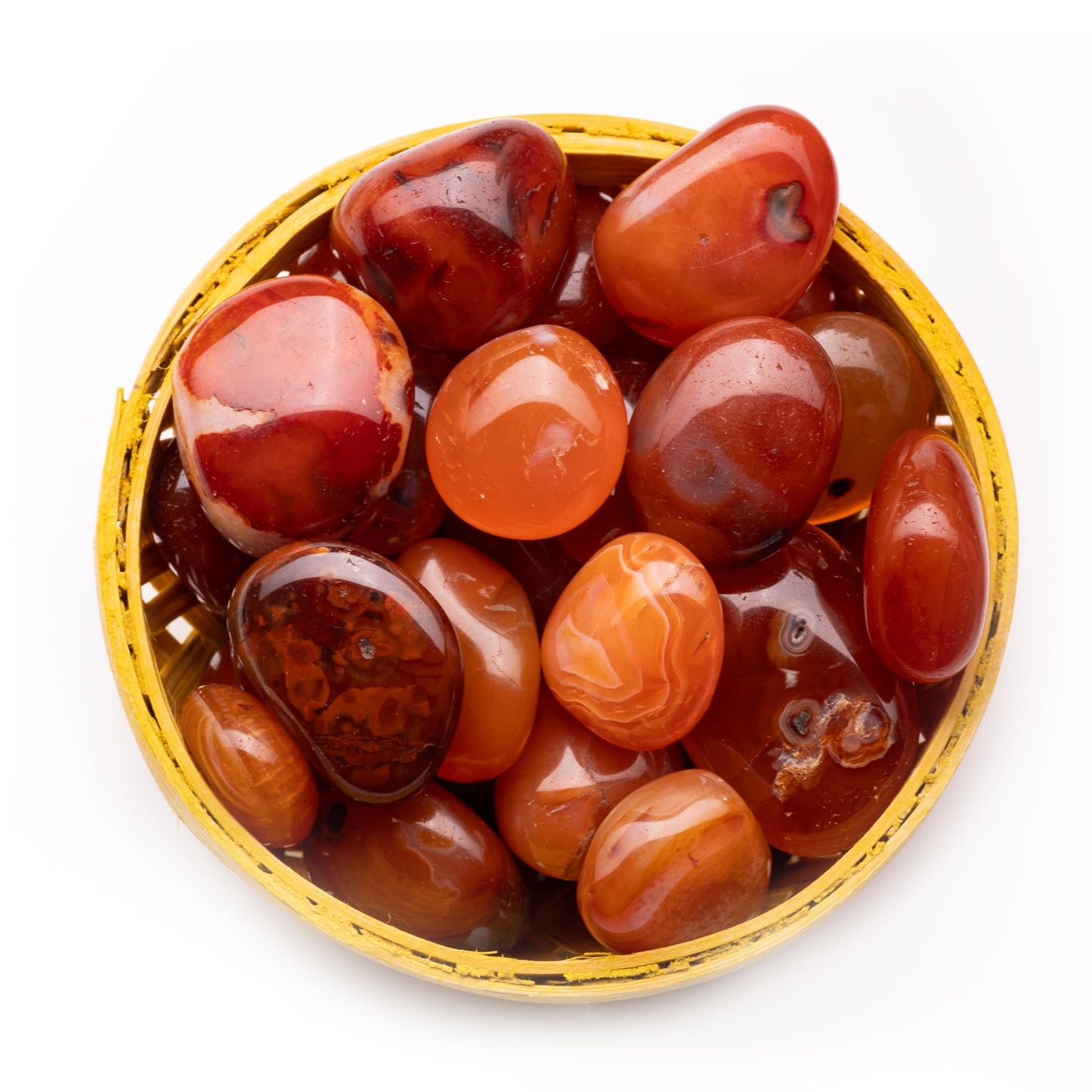 carnelian tumble pebble stone 200gm basket