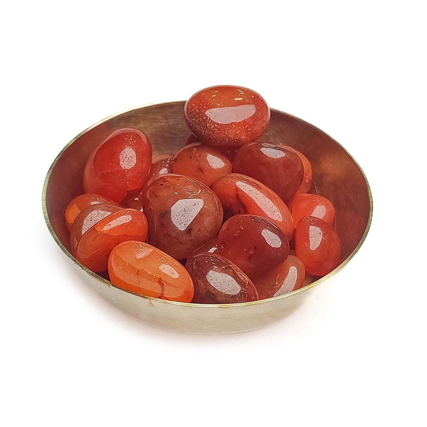 carnelian tumble pebble stone bronze bowl healing